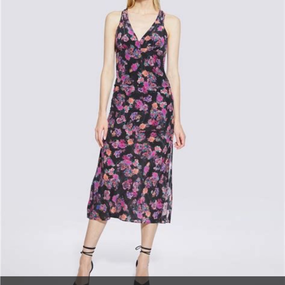 I R O Larley Silk Abstract V-Neck Cocktail Dress Women’s Size 40 US 12